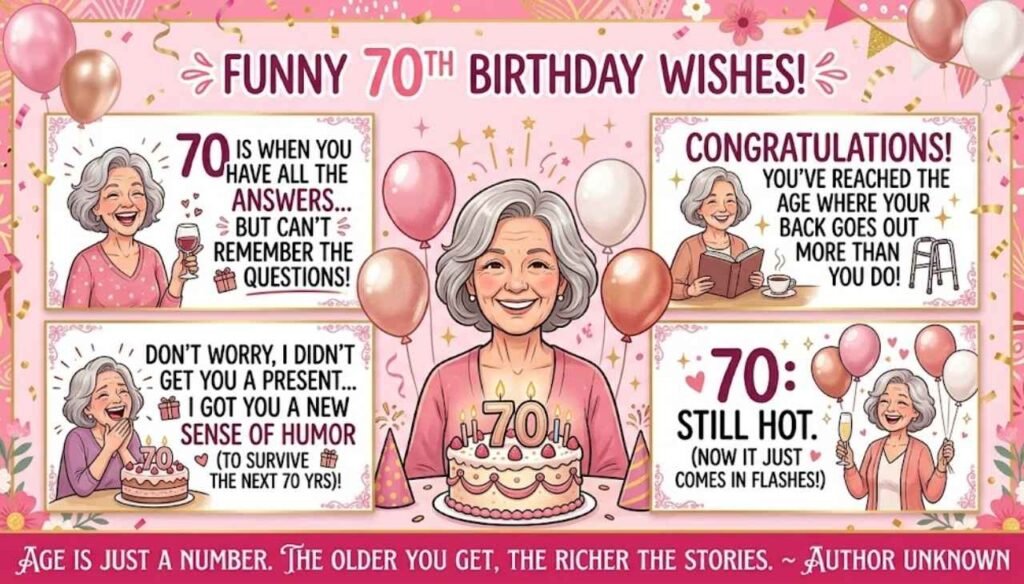 Funny 70th birthday wishes