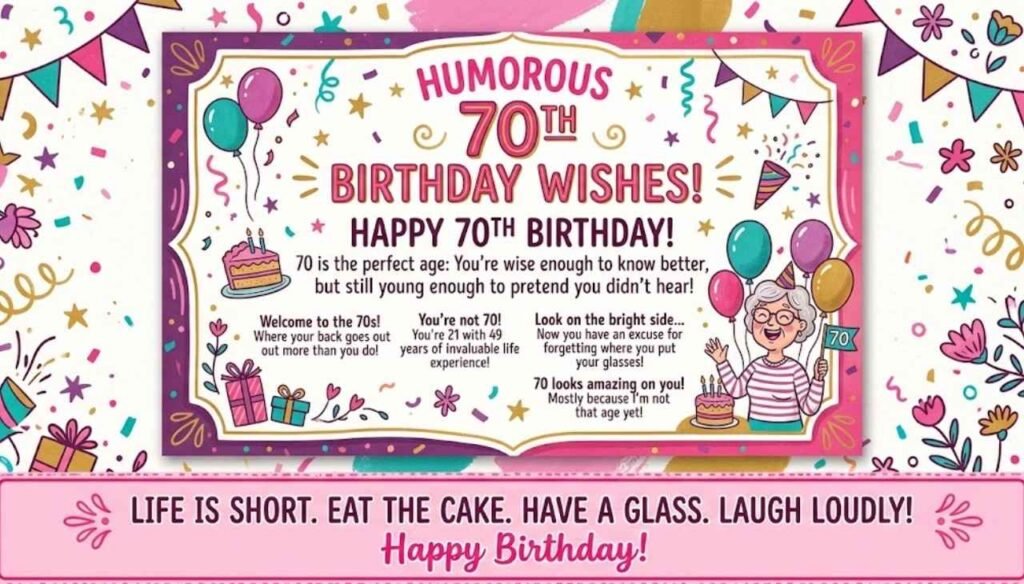 Humorous 70th birthday wishes