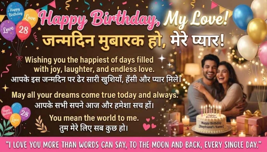 Birthday wishes for boyfriend in Hindi and English
