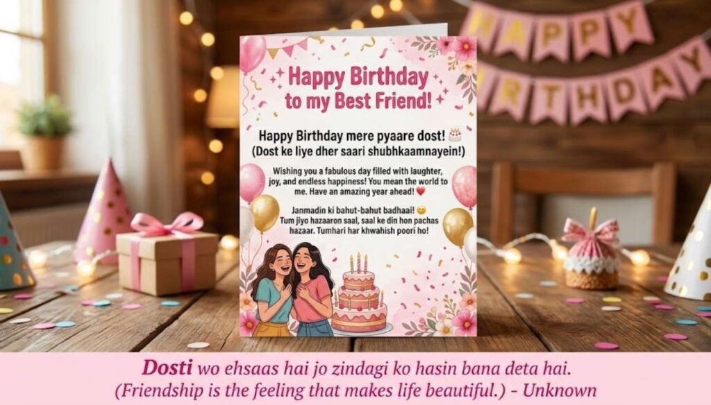Friend birthday wishes in Hindi English