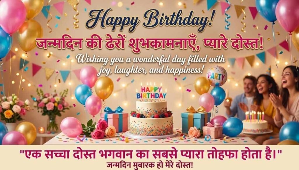 Happy birthday wishes for friend in Hindi English