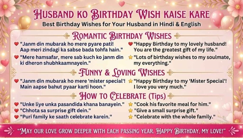 Husband ko birthday wish kaise kare in English in Hindi