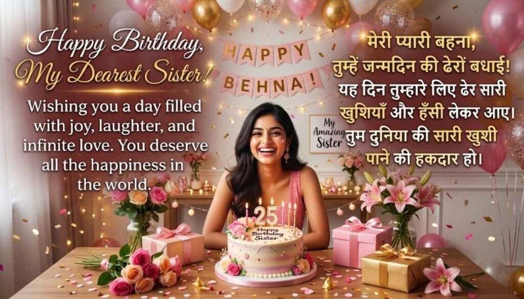 Sister birthday wishes in Hindi English