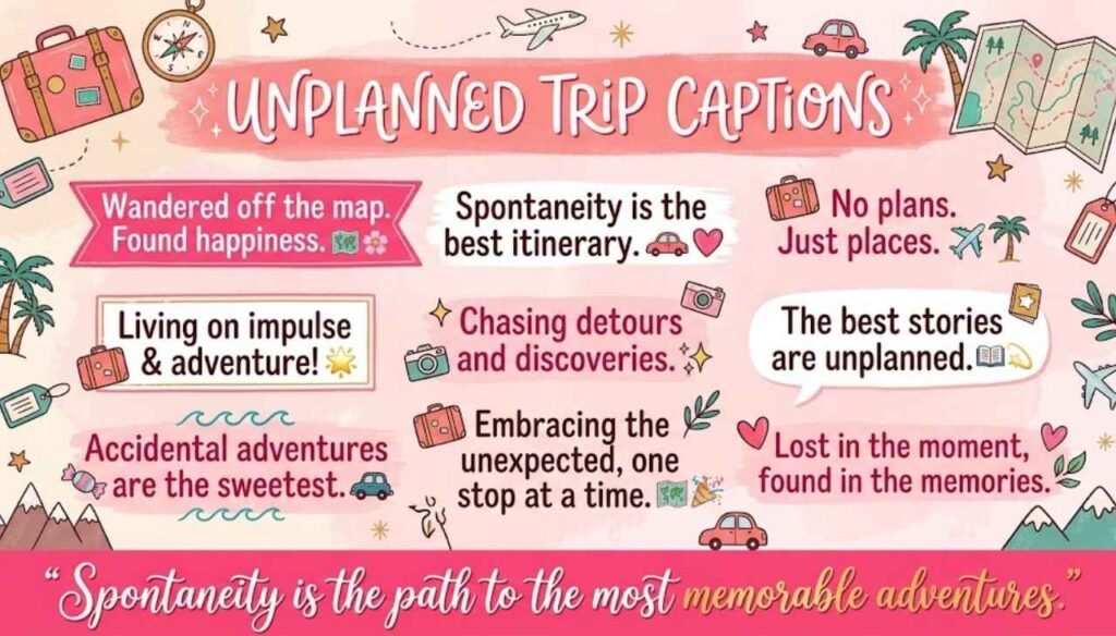 Unplanned Trip Captions for Instagram