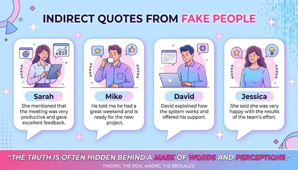 Indirect quotes for fake people