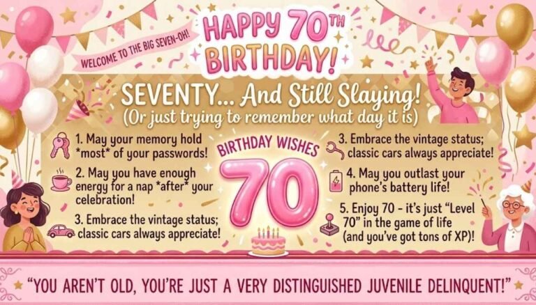 Humorous 70th birthday wishes