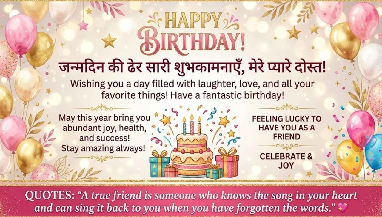 Birthday wishes for friend in Hindi English