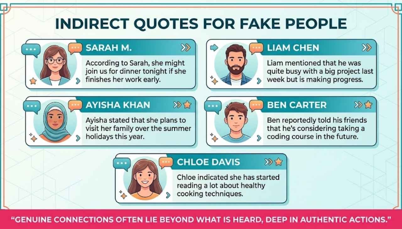 Indirect quotes for fake people
